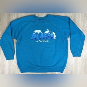 Vintage 80s Alaska Raglan Crewneck Blue Sweatshirt Tultex Womens XL Made in USA